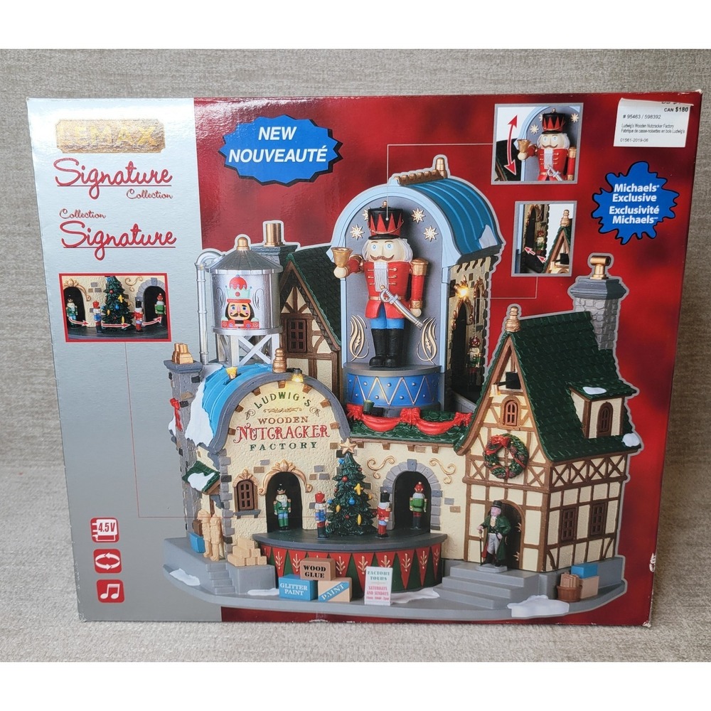 Lemax Ludwig's Wooden Nutcracker Factory Christmas Lights & Sounds NEW & Tested!
